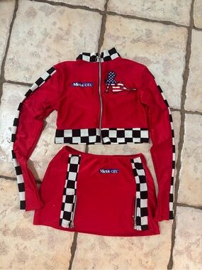 Forplay catalog Red Black Checker Racecar Girl driver halloween Costume small
